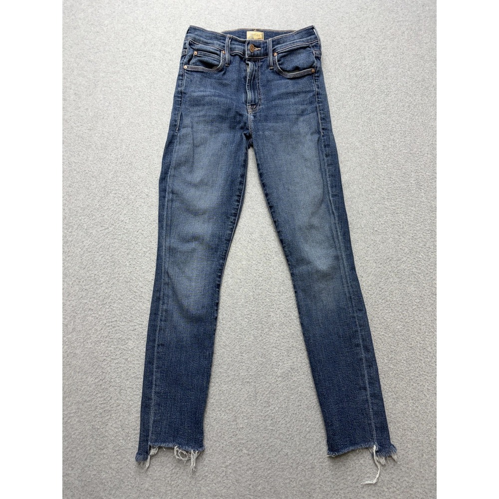 Mother Stunner Zip Two Step Fray‎ Jeans Womens 25 Blue Mid Rise Skinny Raw Hem